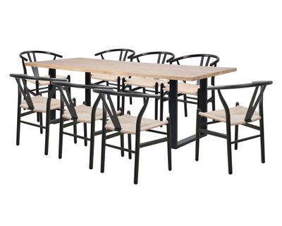 Comedor 8 sillas Leia madera/negro