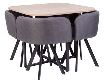 Imagen 2 del producto Comedor 4 sillas gris 73x90x90 cm