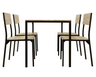 Imagen 2 del producto Comedor 4 sillas Eilam negro/natural 75x110x70 cm