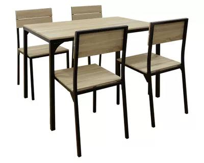 Comedor 4 sillas Eilam negro/natural 75x110x70 cm