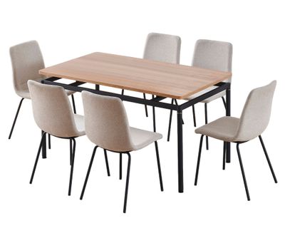 Comedor 6 sillas Ashley 75x140x80 cm