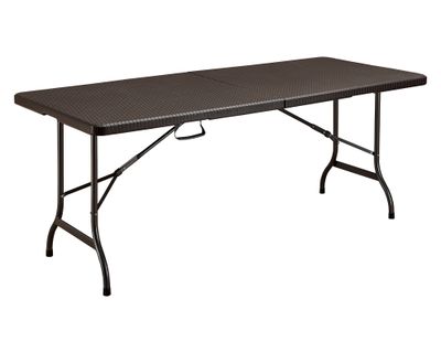 Mesa plegable rectangular ratán café 180 cm