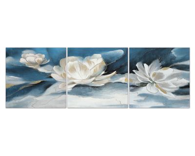 Cuadro oleo Tríptico floral 40x120 cm