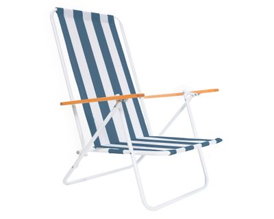 Silla de playa plegable Confort líneas azul