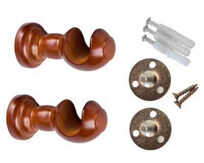 Imagen 2 del producto Soporte cortina simple madera 19 mm chocolate 2 un.