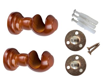 Imagen 2 del producto Soporte techo cortina madera 19 mm chocolate 2 un.