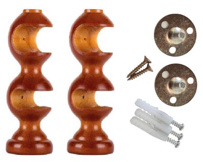 Imagen 2 del producto Soporte de cortina Doble madera chocolate 2 un