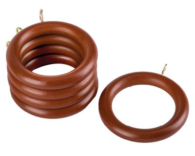 Argolla de cortinas madera 19 mm chocolate 10 un