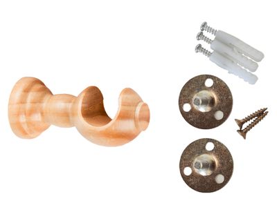 Imagen 2 del producto Soporte cortina simple madera 19 mm natural 2 un.