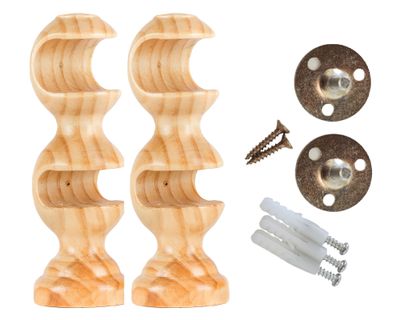 Imagen 2 del producto Soporte de cortina Doble madera 19/28 mm natural 2 un