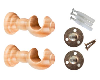 Imagen 2 del producto Soporte cortina simple madera 28 mm natural 2 un.