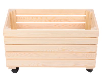 Cajón con ruedas natural 30x60x30 cm