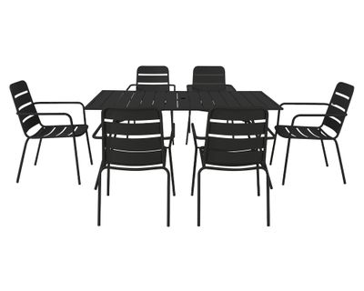 Set comedor exterior Cuy Loft negro 6 personas