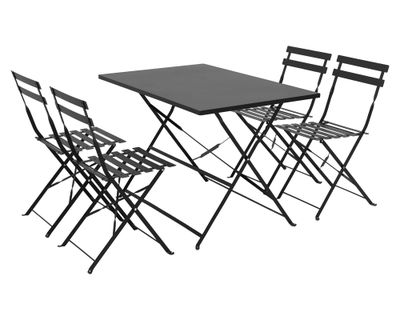 Set comedor exterior Melody negro 4 personas