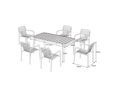 Imagen 2 del producto Set comedor 6 personas Sabrán 74x177.5x90 cm