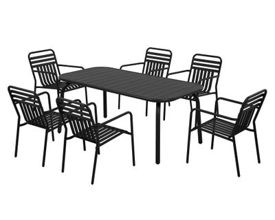 Set comedor 6 personas Sabrán negro 74x177.5x90 cm