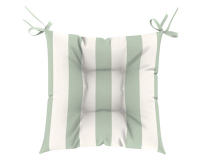 Cojín asiento Rayas verde salvia/blanco 45x45 cm
