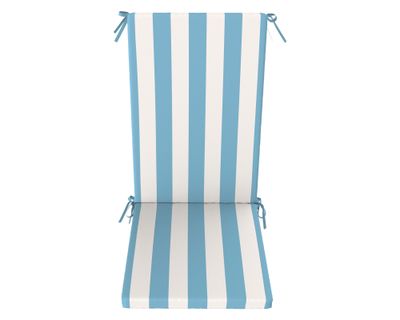 Cojín asiento respaldo Rayas azul/blanco 43x110 cm