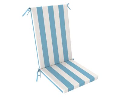Imagen 2 del producto Cojín asiento respaldo Rayas azul/blanco 43x110 cm