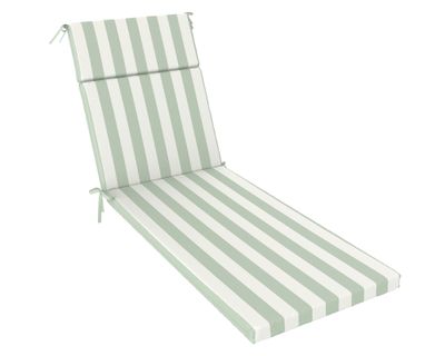 Imagen 2 del producto Cojín reposera Rayas verde salvia/blanco 60x195 cm