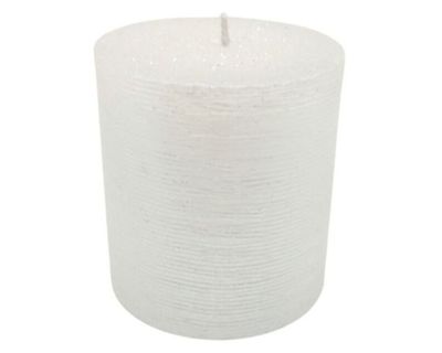 Vela Pilar acabado metálico blanco 7.5x7 cm