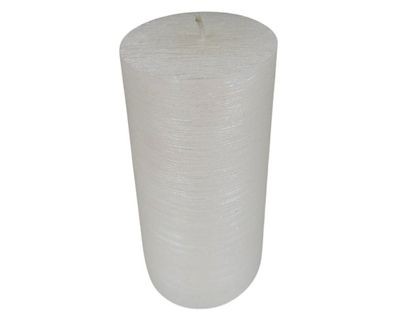 Vela Pilar acabado metálico blanco 15x7 cm