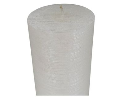 Imagen 2 del producto Vela Pilar acabado metálico blanco 15x7 cm