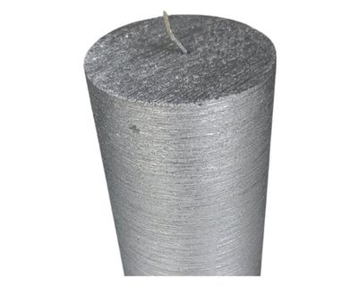 Imagen 2 del producto Vela Pilar acabado metálico plateado 15x7 cm