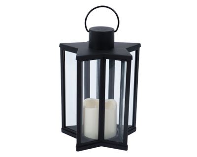 Farol decorativo Estrella negro 23x16.5x16 cm