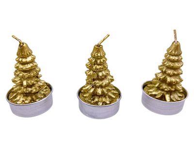 Imagen 1 del producto Vela T-light Árbol dorado 3 piezas