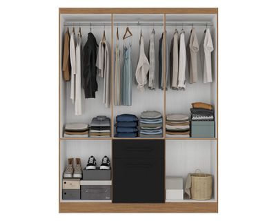 Imagen 2 del producto Clóset 6 puertas 1 cajón 1 zapatera acacia/negro