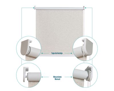 Imagen 2 del producto Cortina roller black out Textura lino 180x250 cm beige