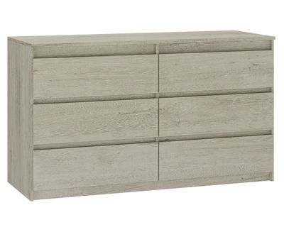 Cómoda Grecco crema rústico 6 cajones 69x120x45 cm