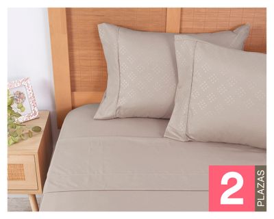 Juego sábana mimosa arena 2 plazas