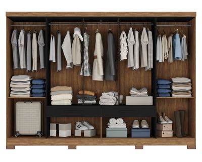 Imagen 2 del producto Clóset Viena acacia/negro 10 puertas 2 cajones 2 zapateras