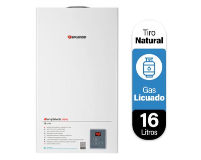 Imagen 2 del producto Calefont ionizado tiro natural 16 litros gas licuado Templatech Splendid