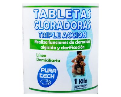 Imagen 2 del producto Cloro tableta piscina 1 kg Triple acción Pura tech