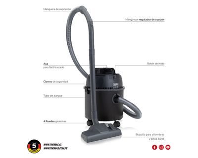 Imagen 2 del producto Aspiradora polvo/agua TH-1216 negro 1200W
