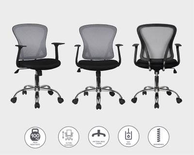 Imagen 2 del producto Silla de escritorio gas malla cromada gris/negro M+Design