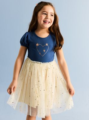 Vestido Tull Estampado Frontal