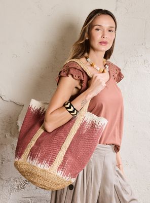 Cartera Verano Raffia con Color