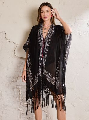 Salida de Playa Tipo Kimono Flecos