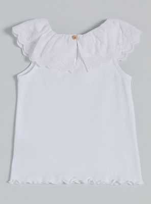 Imagen 2 del producto Polera con Cuello Broderie Niña