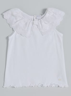 Polera con Cuello Broderie Niña
