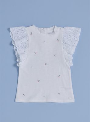 Blusa con Bordados y Mangas Broderie