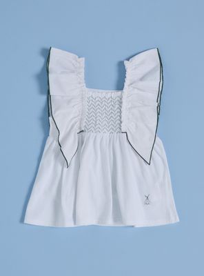 Blusa Estilo Panal con Vuelos en Mangas