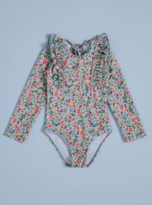 Traje de Baño Manga Larga Estampado Flores