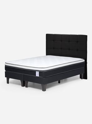 Cama Europea New Style 6 2 Plazas Base Dividida + Respaldo Issey