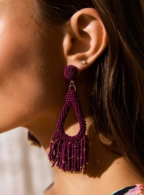 Imagen 2 del producto Aros Largos con Flecos de Mostacillas