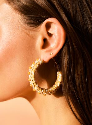 Imagen 2 del producto Aros Tipo Argolla Raffia y Mostacillas